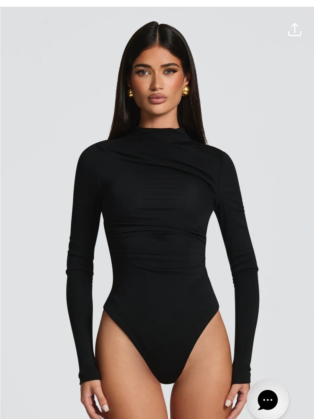 Women's Black Long-Sleeve Mock Neck Bodysuit